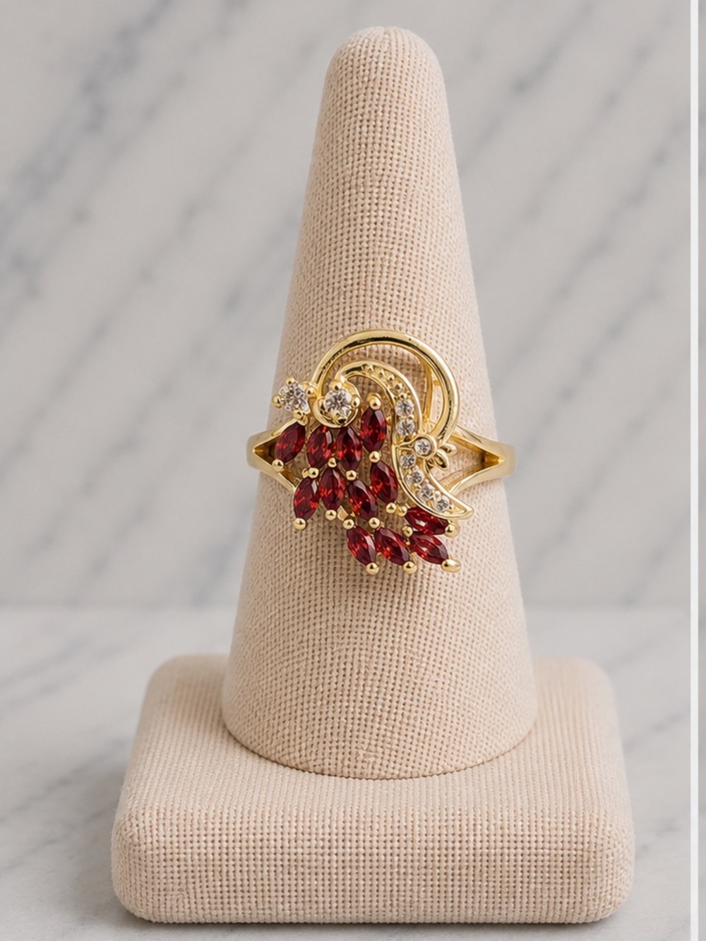 NWOT- Gold Filled CZ Statement Ring – Size 7.75